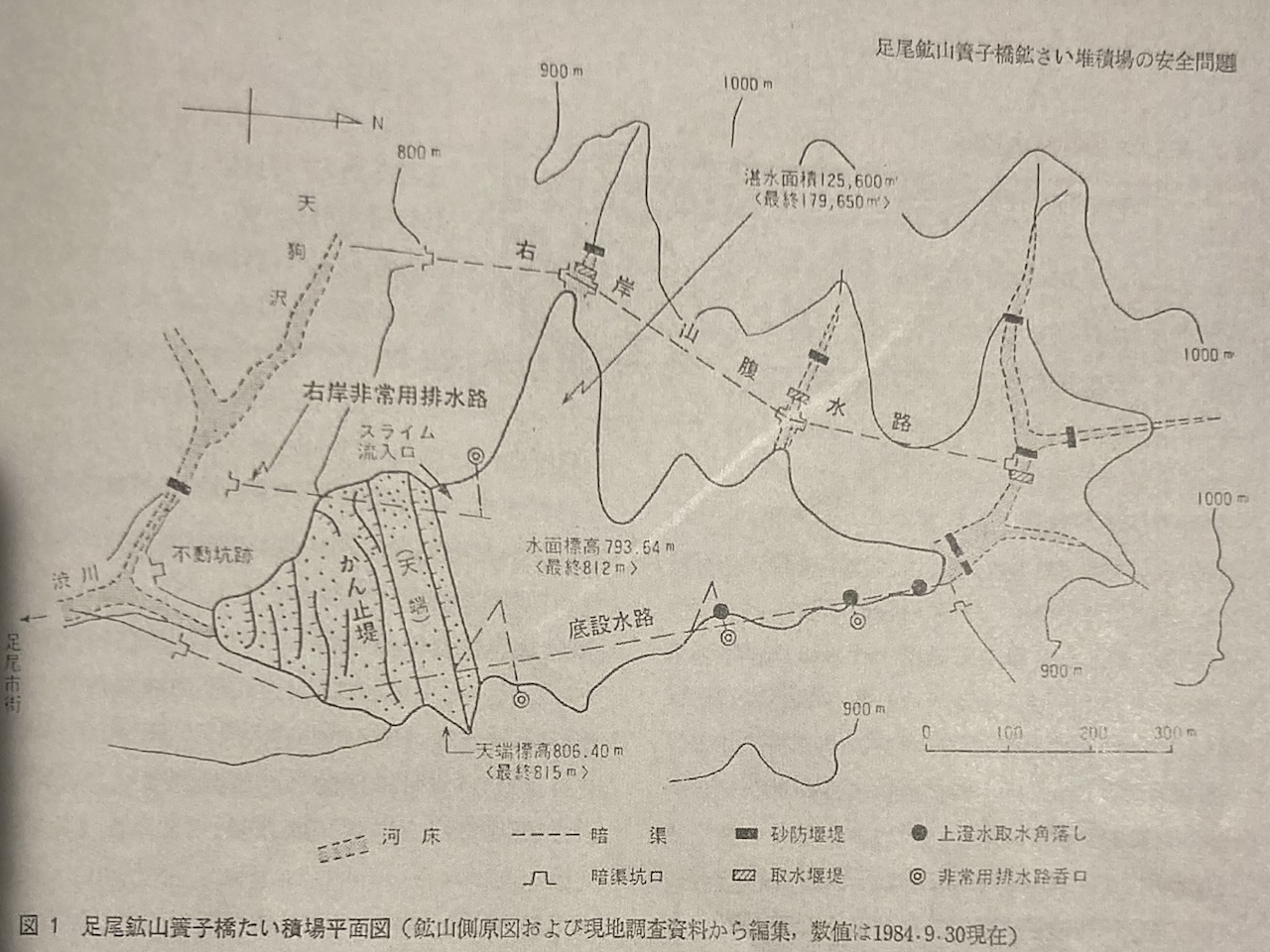 （小林芳正(1987)「足尾鉱山簀子橋鉱さい堆積場の安全問題」図1）